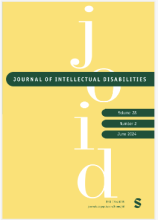 Journal of Intellectual Disabilities Cover; Yellow background with large white letters J.O.I.D. along with the title of journal. 