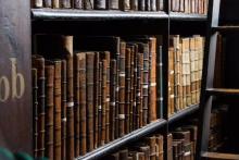 books shelved in library