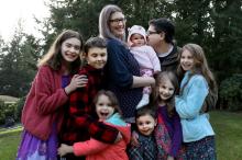 Mary and Antonio Aramburu in Federal Way with their seven children