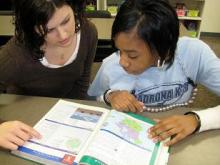 Jessica Steger tutors a student