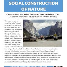 SOC 301 B Social Construction of Nature, Sasha Johfre